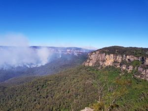 Lookout over Blue Mountains fire
