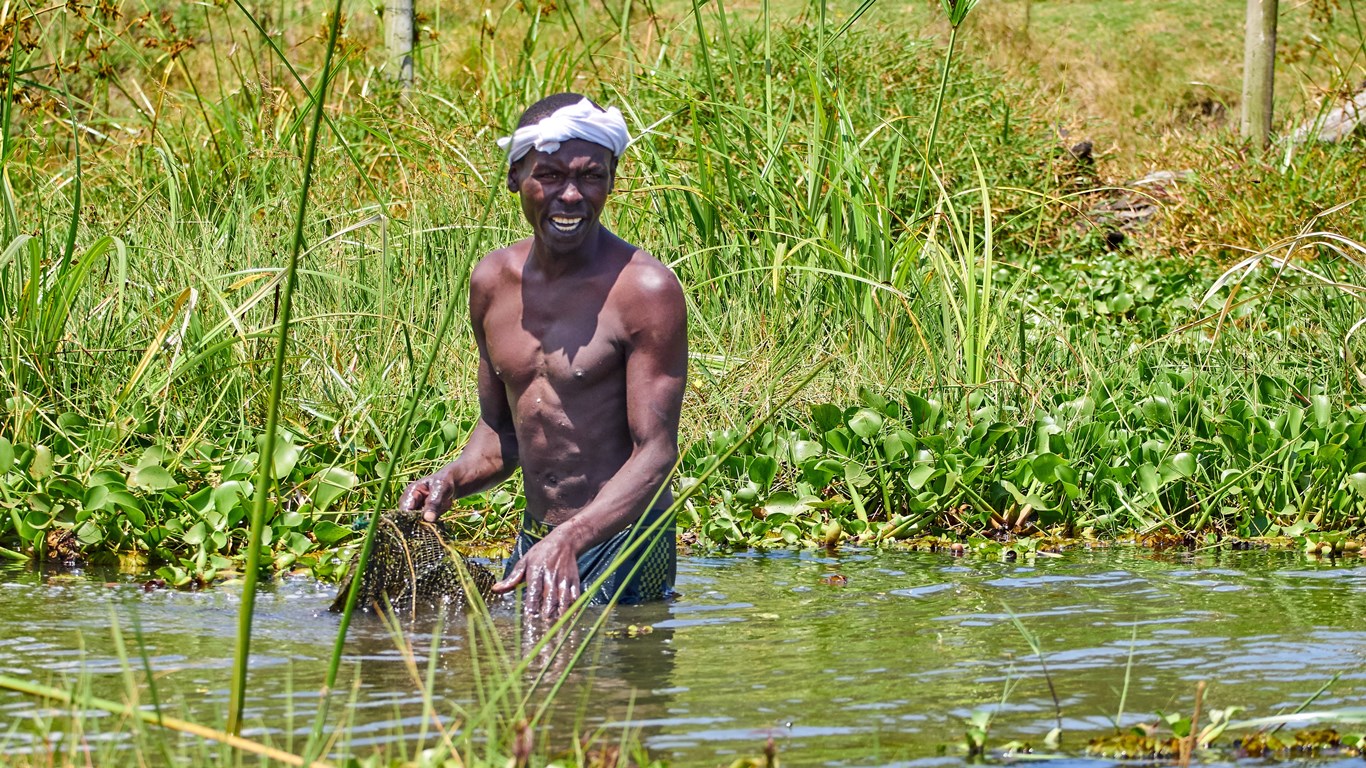 Local fisherman in lake