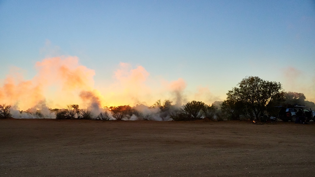 Cacoory Bore hot steam at sunset