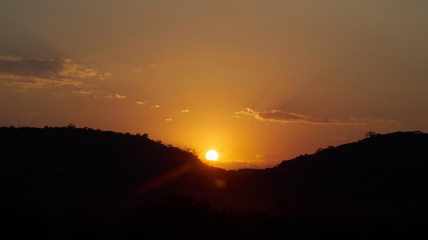 Sunset over lake manyana