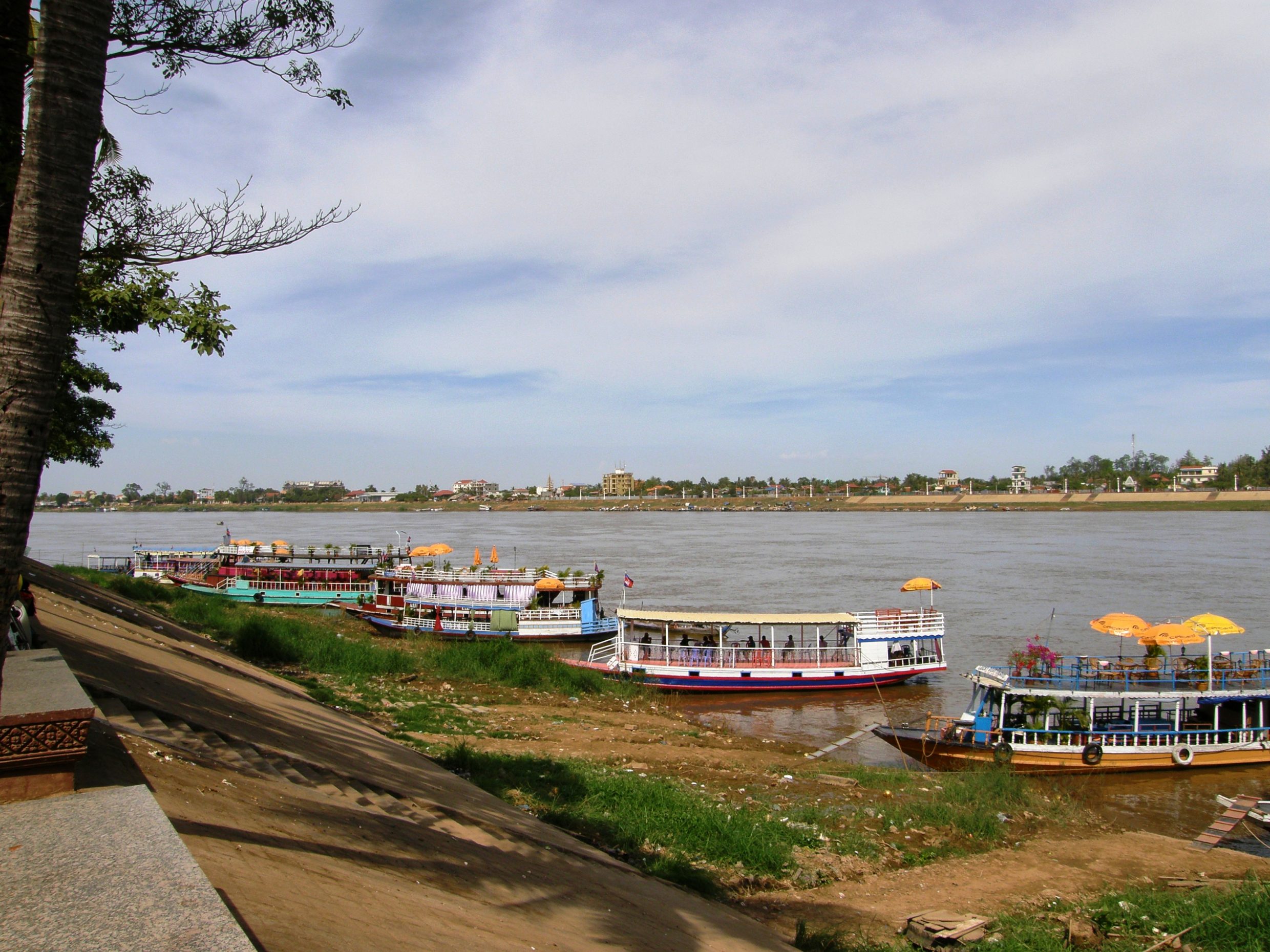River view with boats, Phnom Penh