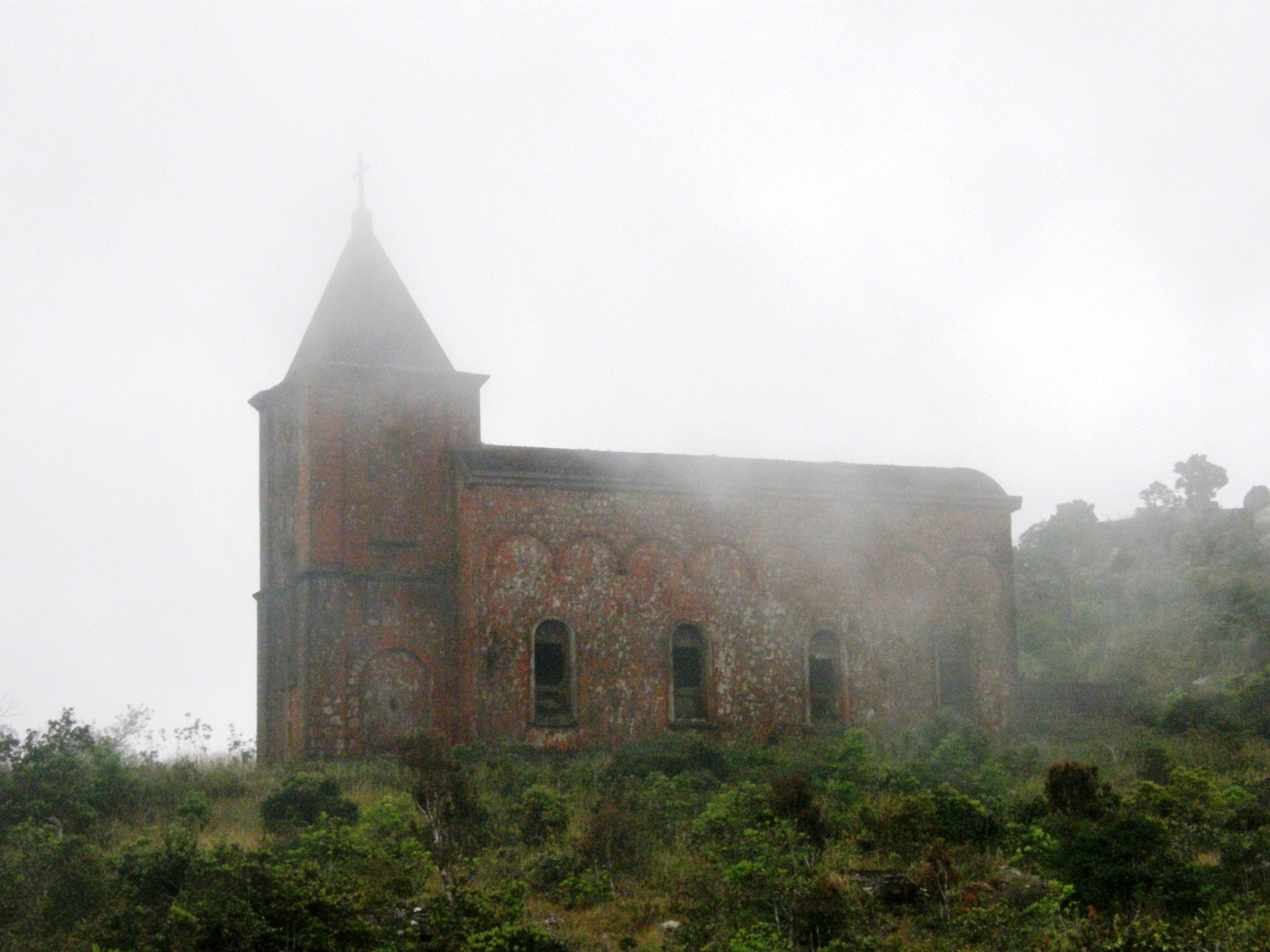 Church in mist, Bokor National Park